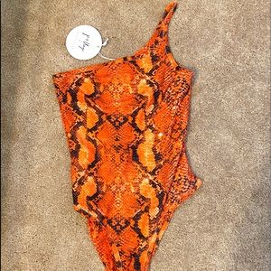 Princess Polly One Shoulder Snakeskin Bodysuit